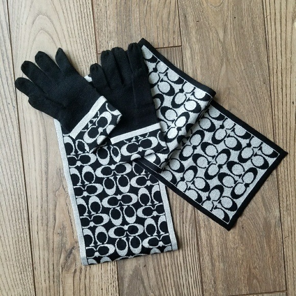 coach scarf and glove set